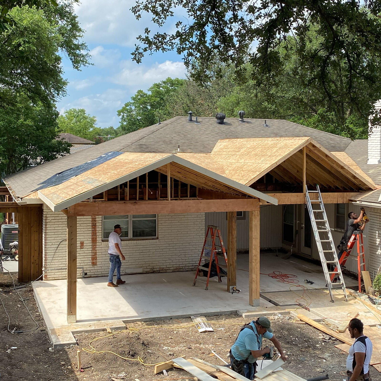 Extended patio cover under construction