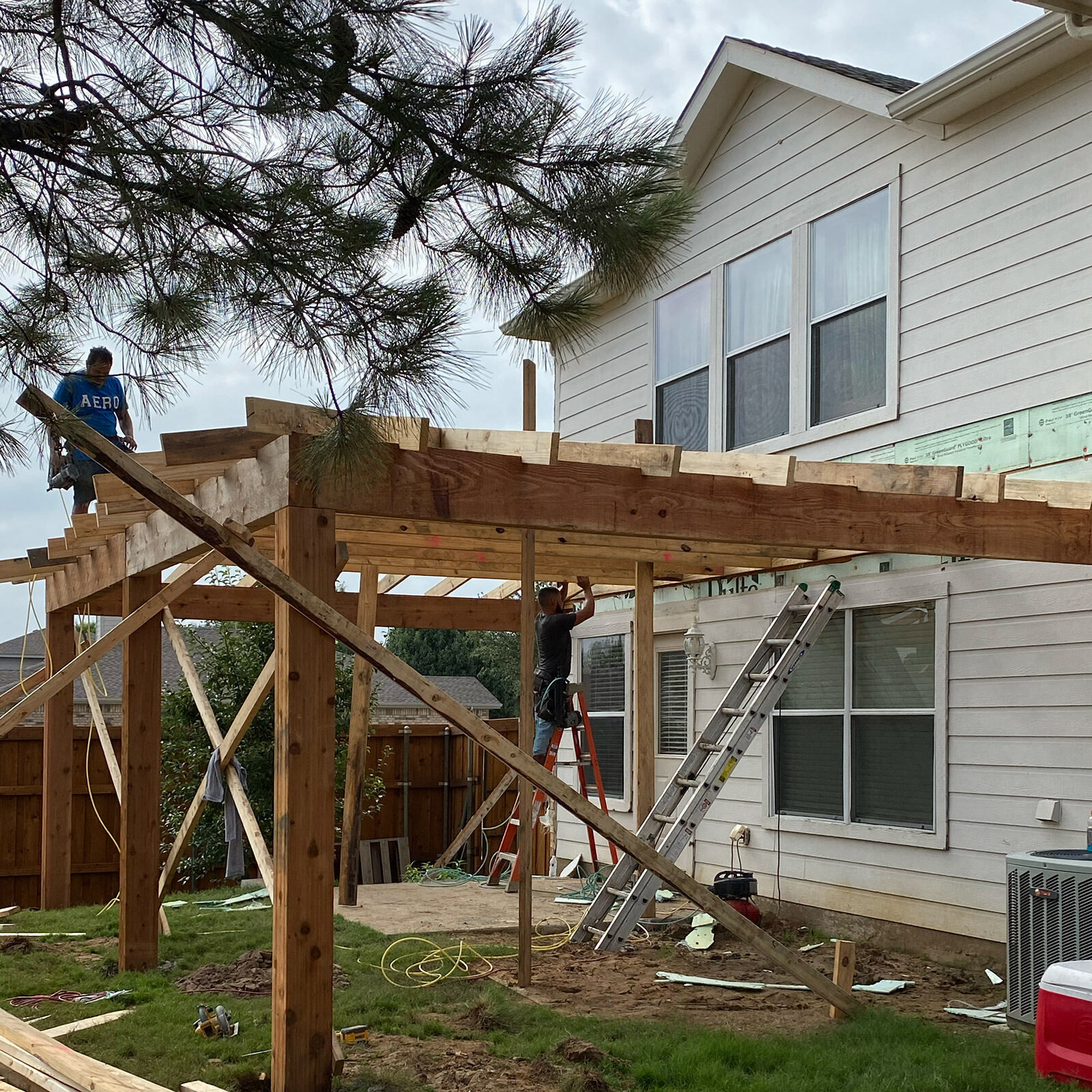 Patio cover construction in progress