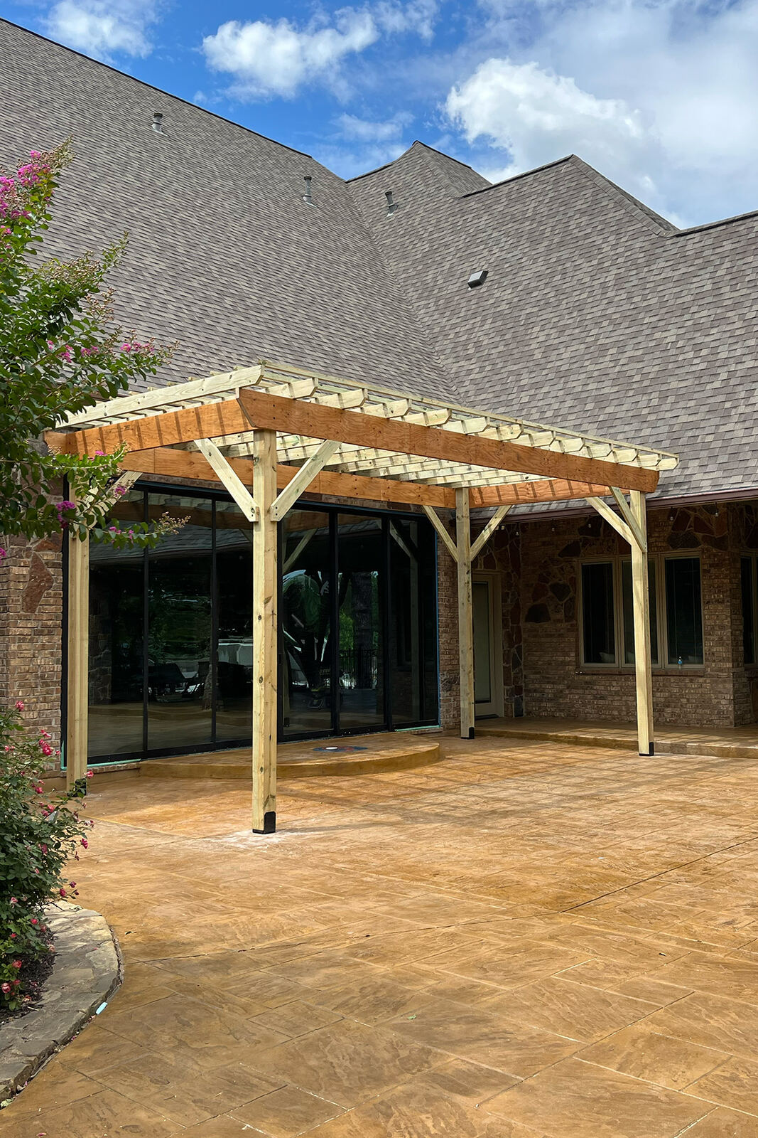 Remodeled patio with finish carpentry