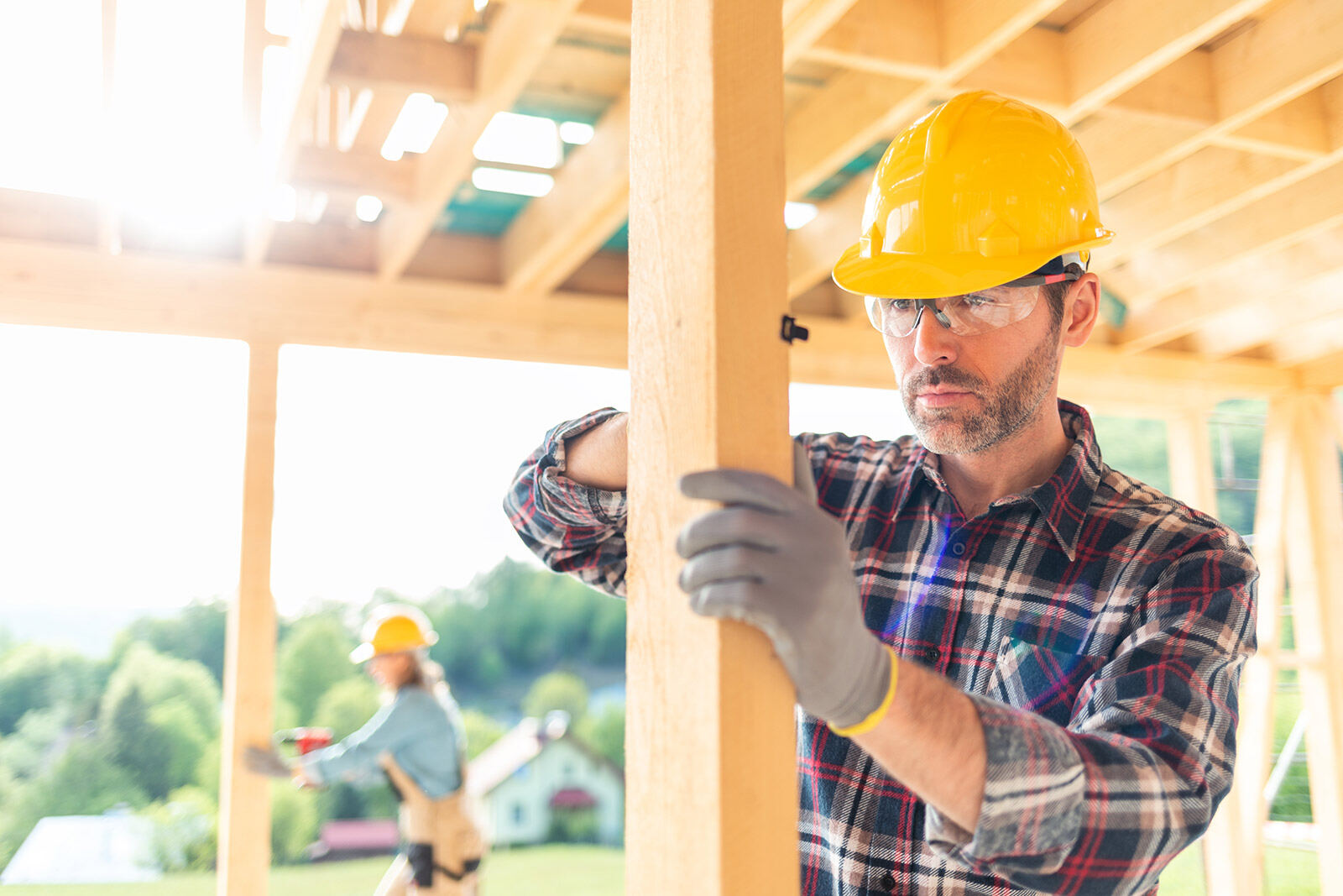 Craftsman with tools on construction site